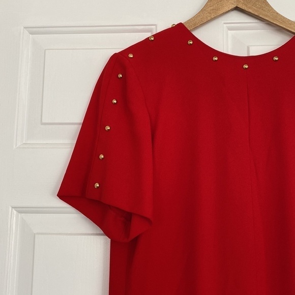 Liz Claiborne vintage cherry red shift dress with gold embellishments. - Picture 3 of 14